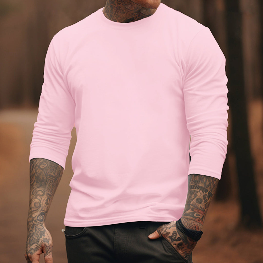 100%Cotton-Men's Round Neck Solid Color T-shirt