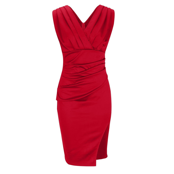 Evelyn | Elegant V-Neck Slit Dress