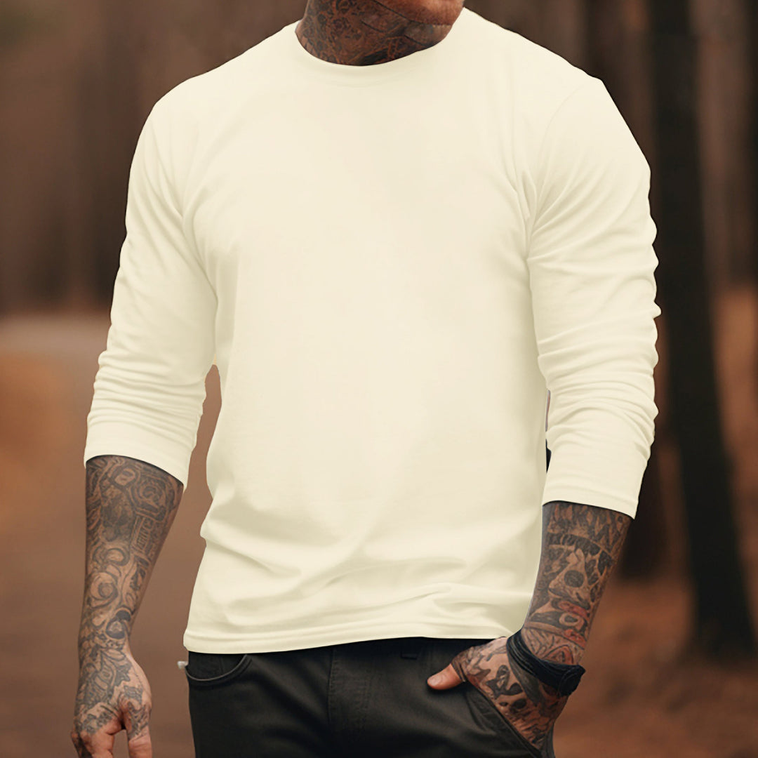 100%Cotton-Men's Round Neck Solid Color T-shirt