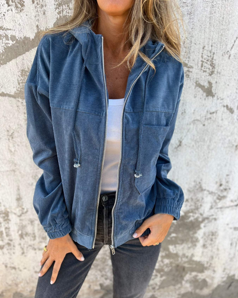 Sienna - Hooded Corduroy Jacket with Zip