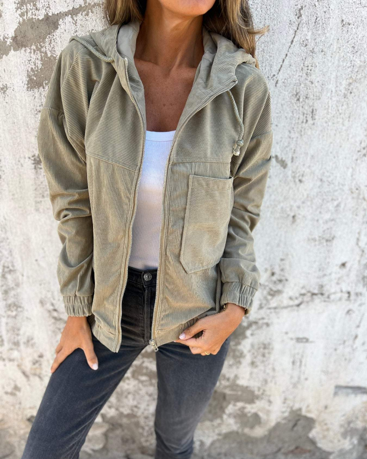 Sienna - Hooded Corduroy Jacket with Zip