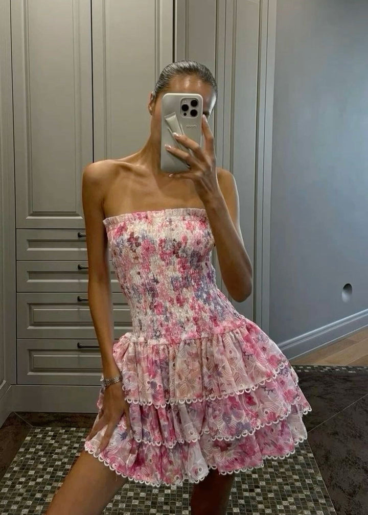 Cecilia | Strapless Floral Dress