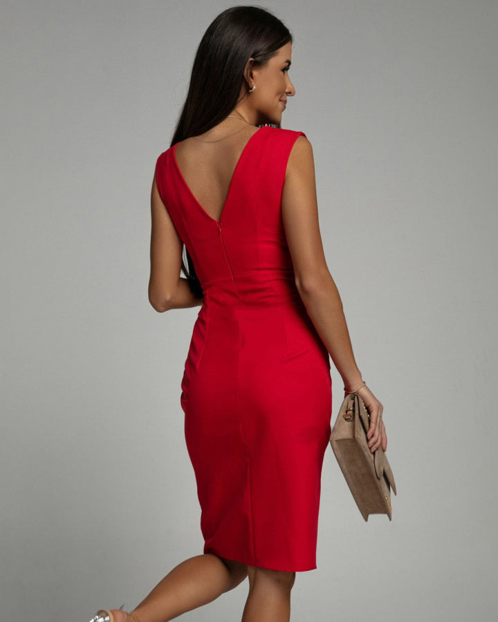 Evelyn | Elegant V-Neck Slit Dress