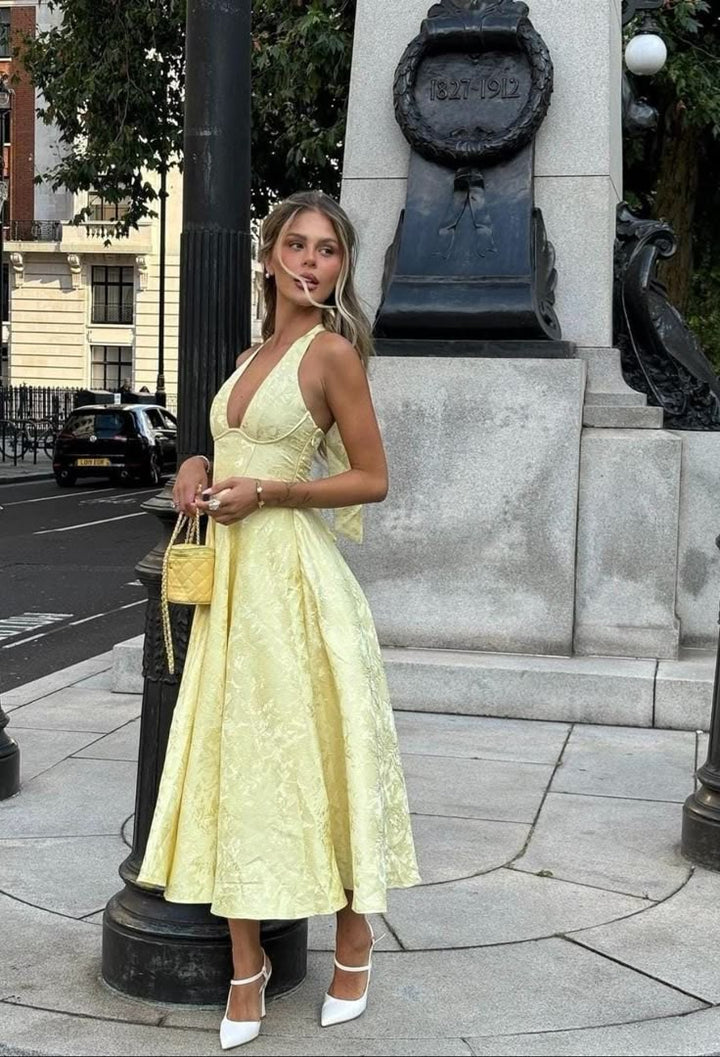 Esmeralda | Halter Sleeveless Midi Dress