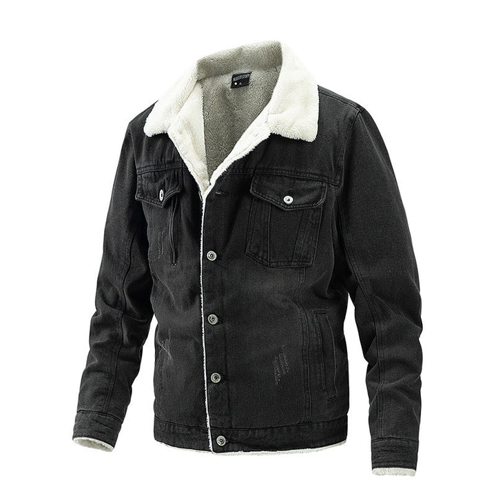 Stylish Men's Fleece Denim Jacket with Lapel Design - Perfect for Any Occasion!