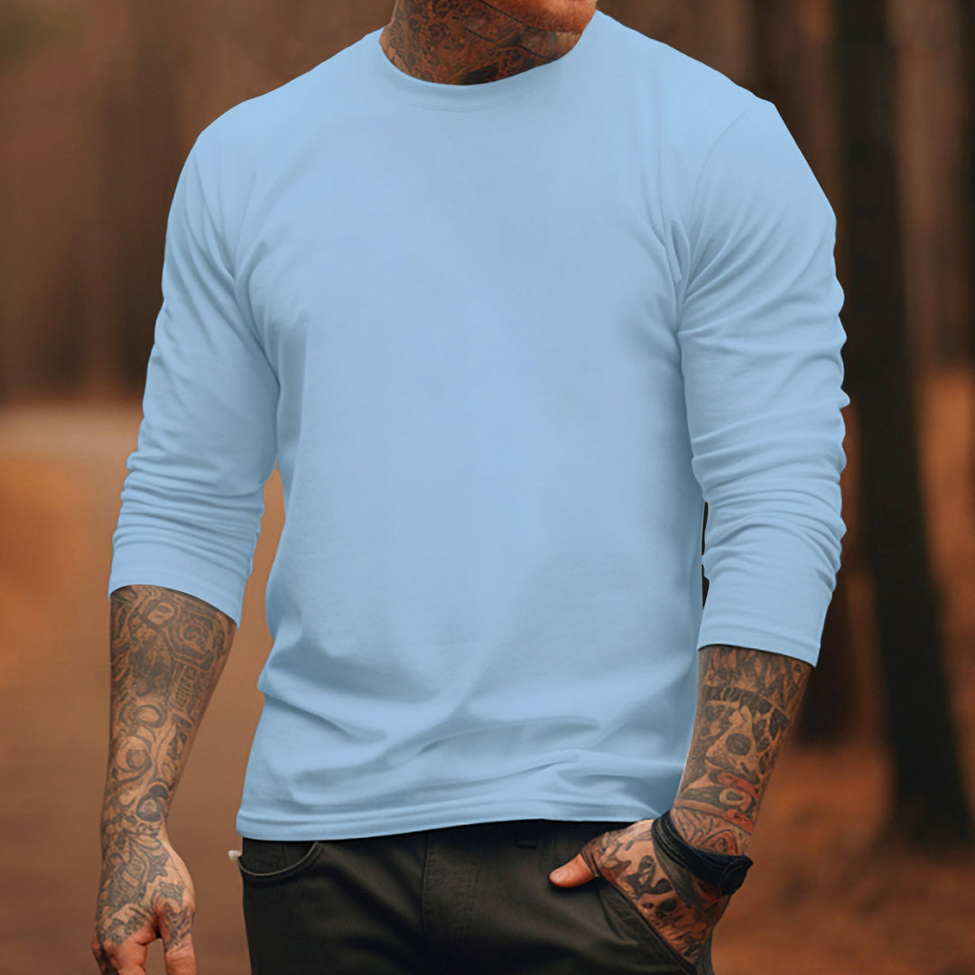 100%Cotton-Men's Round Neck Solid Color T-shirt