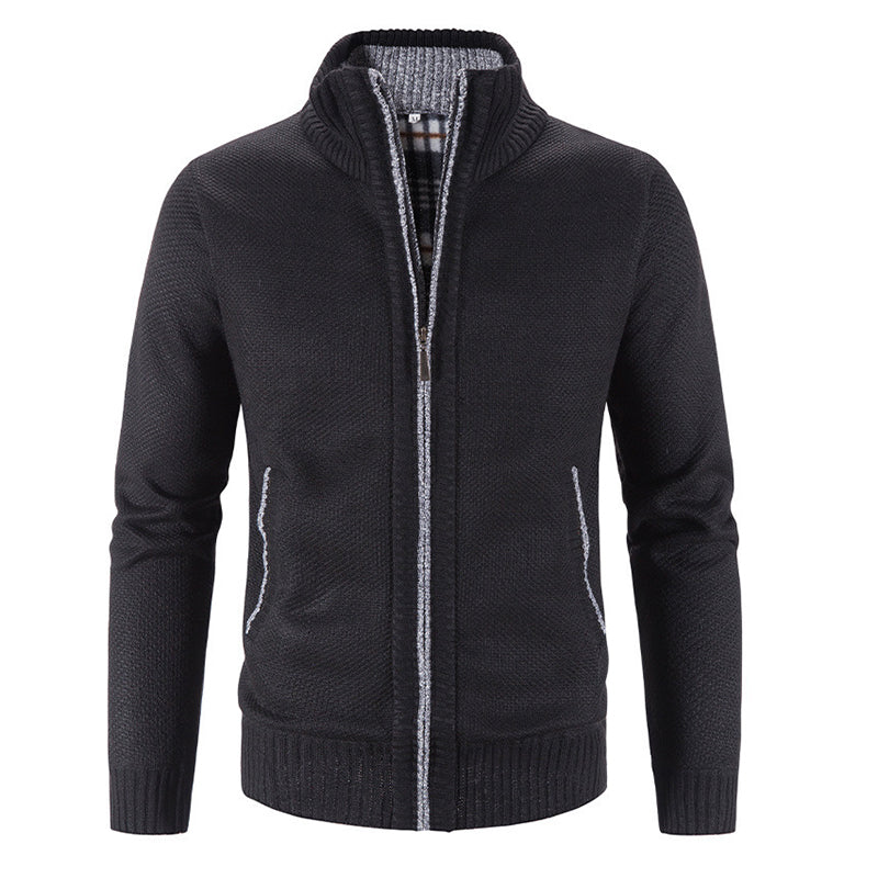 Men's Casual Standing Collar Knitted Sweater Jacket241200937