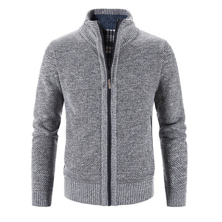 Men's Casual Standing Collar Knitted Sweater Jacket241200937