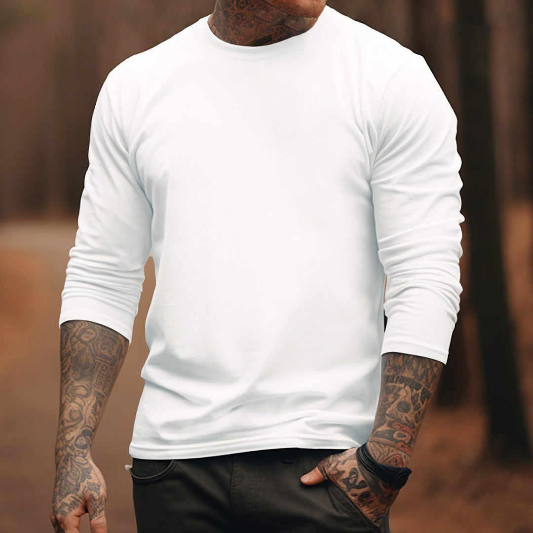 100%Cotton-Men's Round Neck Solid Color T-shirt