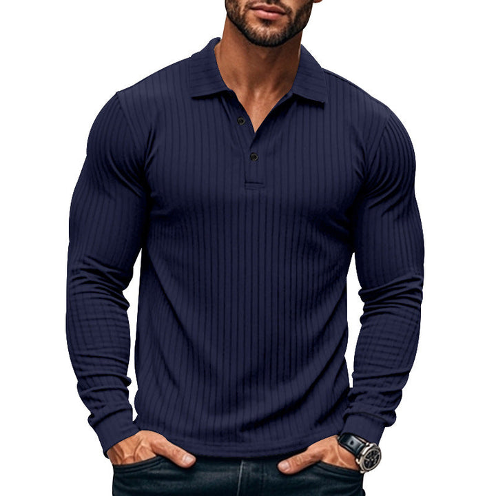 Men's Lapel Fitted Long Sleeved T-shirt241200938