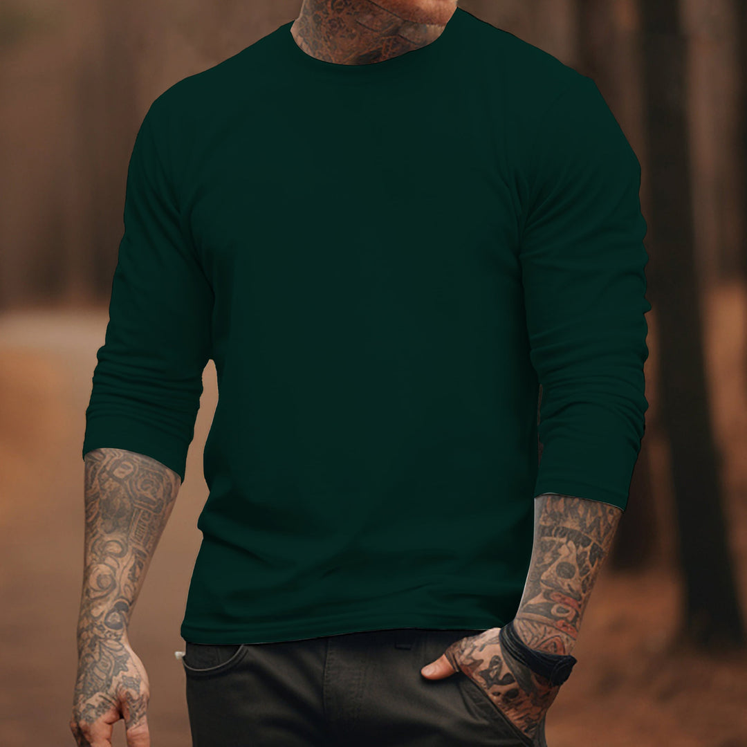 100%Cotton-Men's Round Neck Solid Color T-shirt