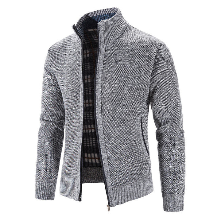 Men's Casual Standing Collar Knitted Sweater Jacket241200937