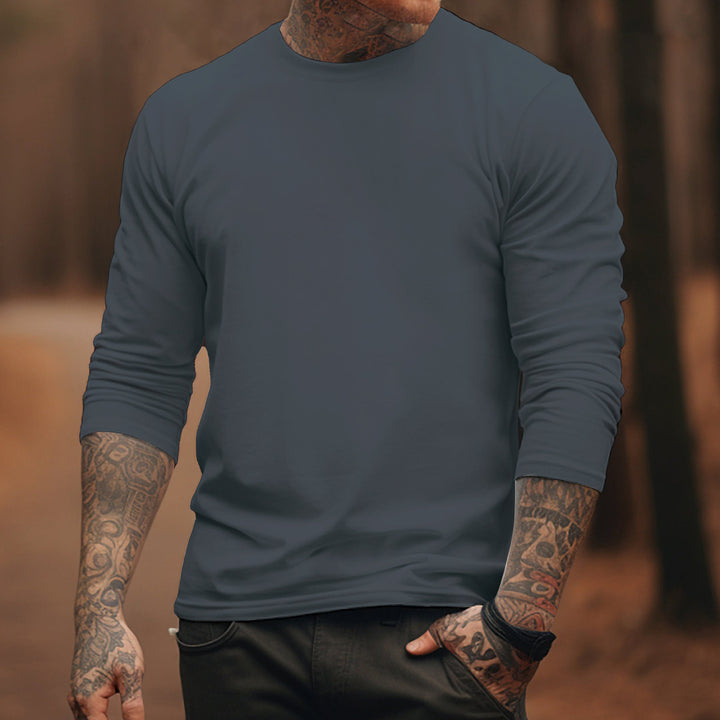 100%Cotton-Men's Round Neck Solid Color T-shirt