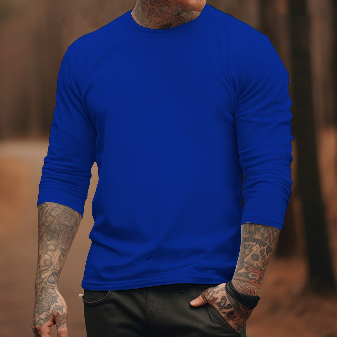 100%Cotton-Men's Round Neck Solid Color T-shirt