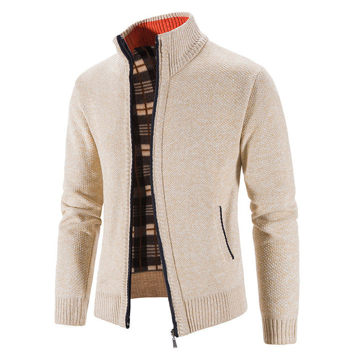 Men's Casual Standing Collar Knitted Sweater Jacket241200937