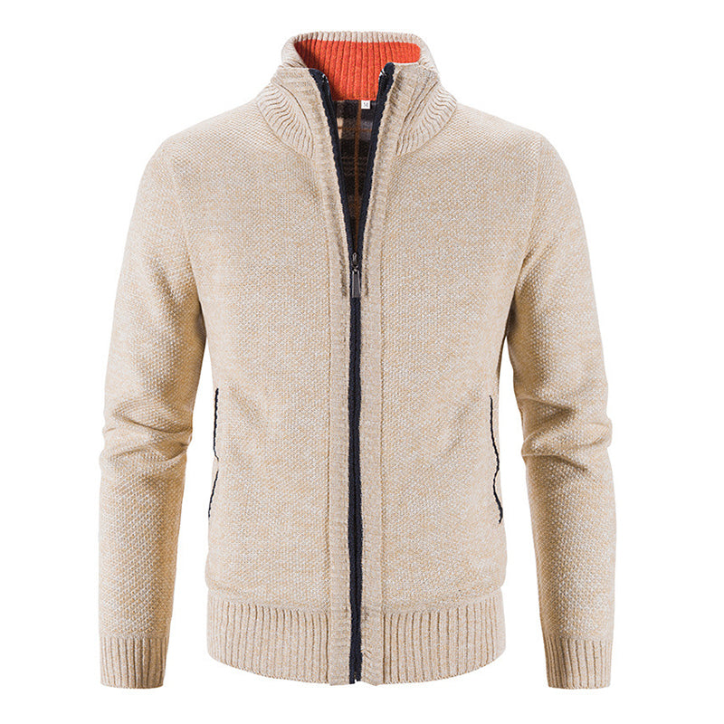 Men's Casual Standing Collar Knitted Sweater Jacket241200937