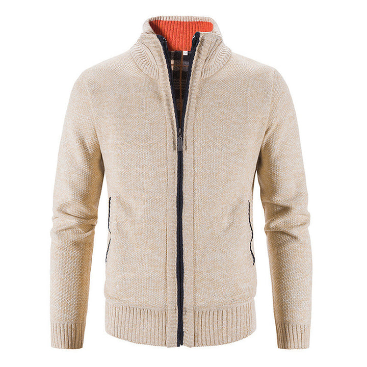 Men's Casual Standing Collar Knitted Sweater Jacket241200937