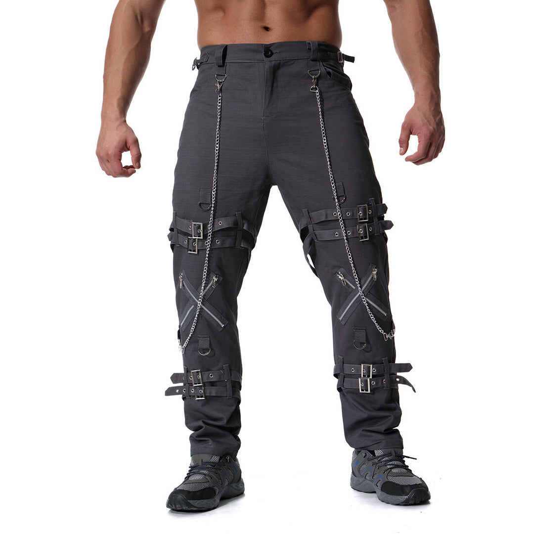 Stylish Men's Casual Pants with Trendy Zipper Accents