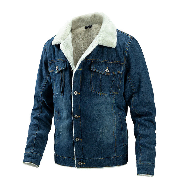 Stylish Men's Fleece Denim Jacket with Lapel Design - Perfect for Any Occasion!