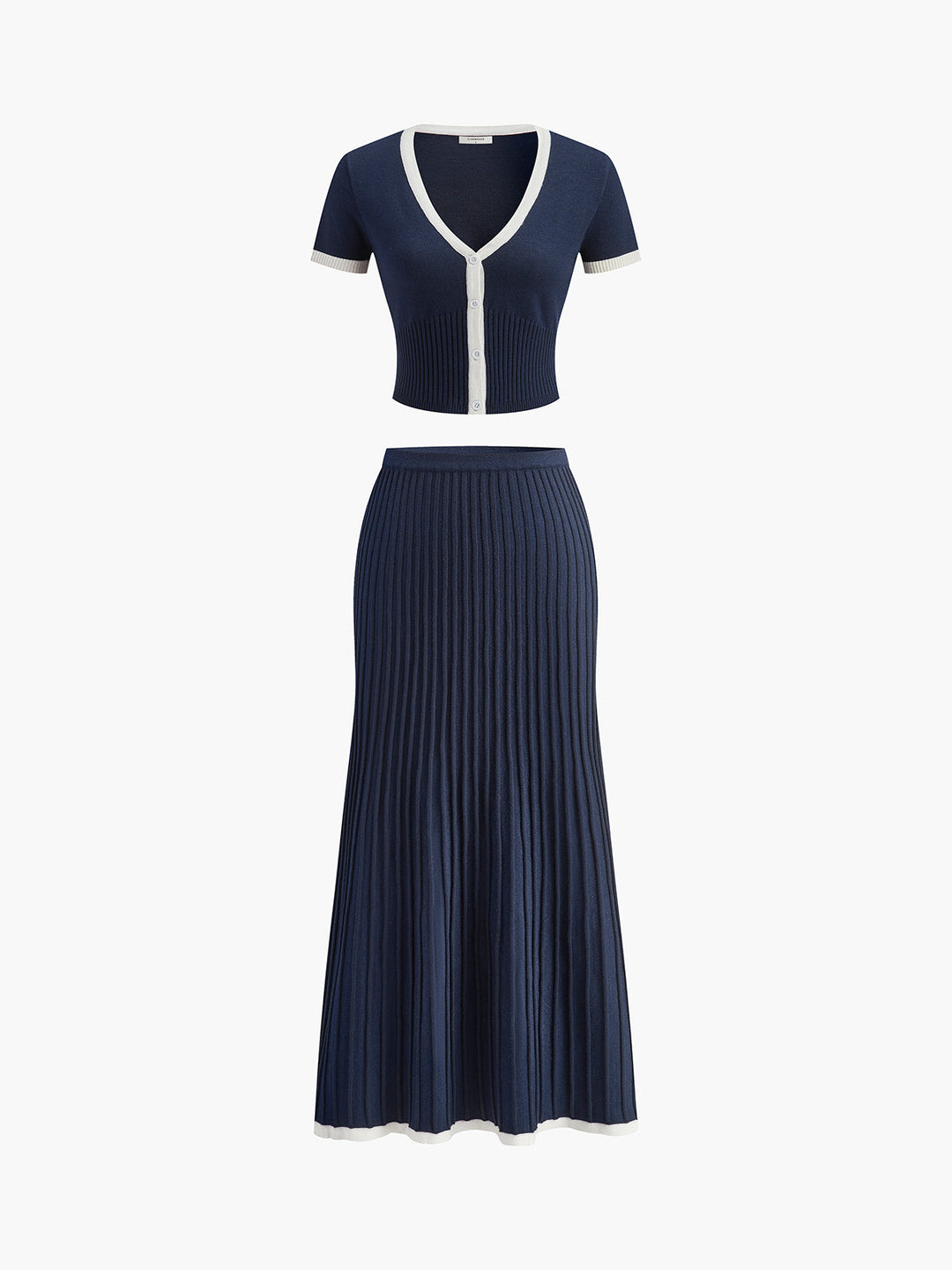 Minimalism Contrast Trim Sweater Skirt Set