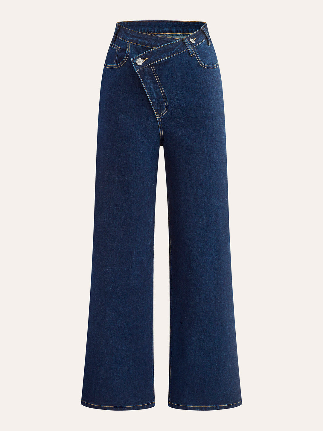 Asymmetric Waist Wide-Leg Jeans