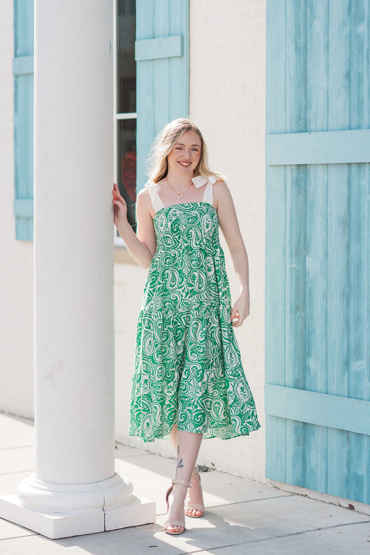 Verdant Paisley Maxi Dress
