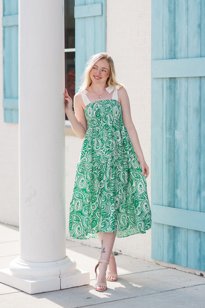 Verdant Paisley Maxi Dress