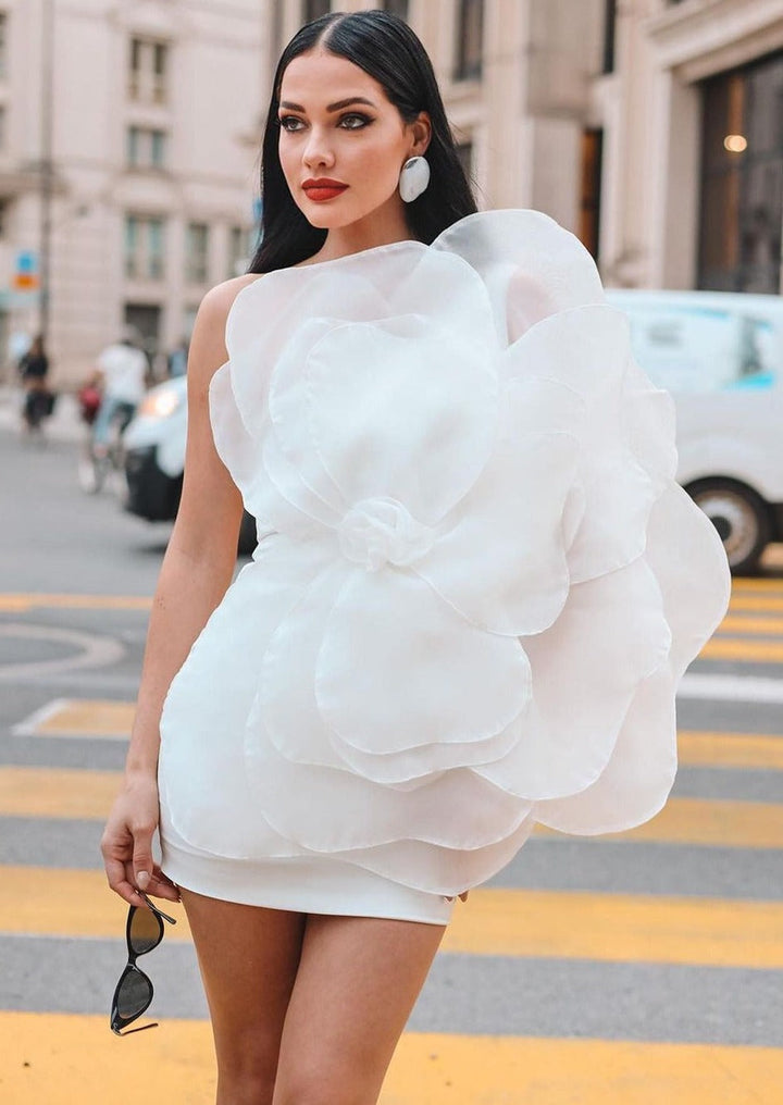 Bianca | Flower One Shoulder Mini Dress