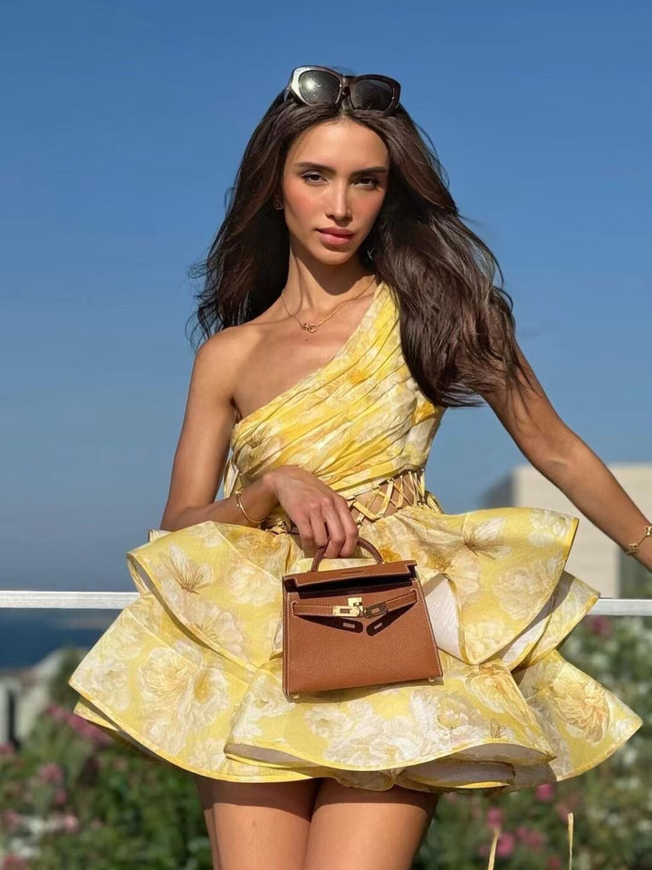 Daphne | Floral One Shoulder Mini Dress
