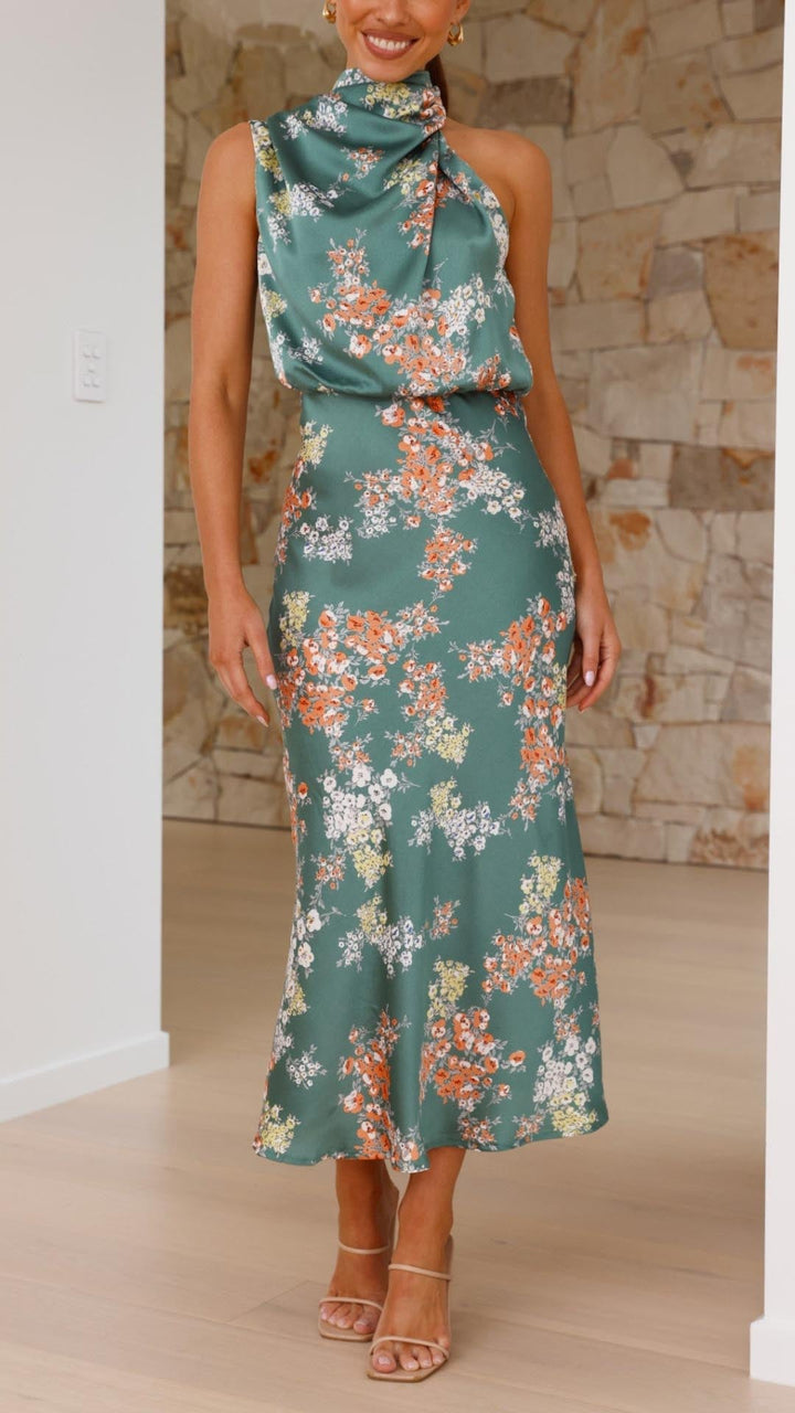 Saylor | Elegant High Neck Floral Maxi Dress