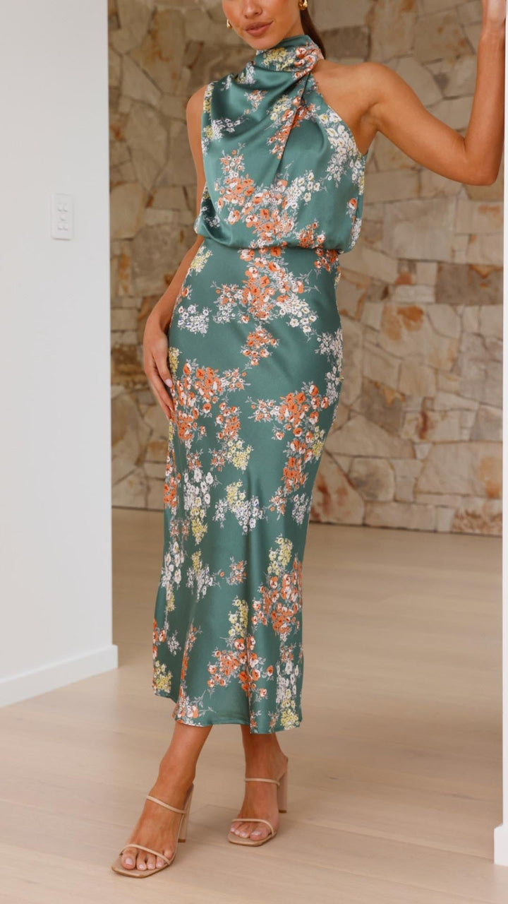 Saylor | Elegant High Neck Floral Maxi Dress