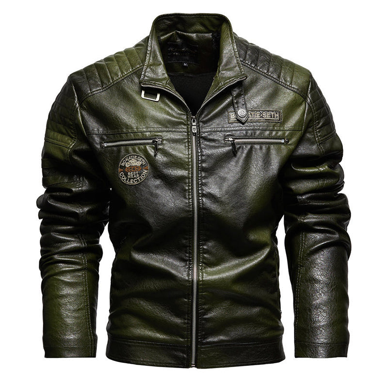 Men's Retro-Inspired Fleece and Leather Jacket