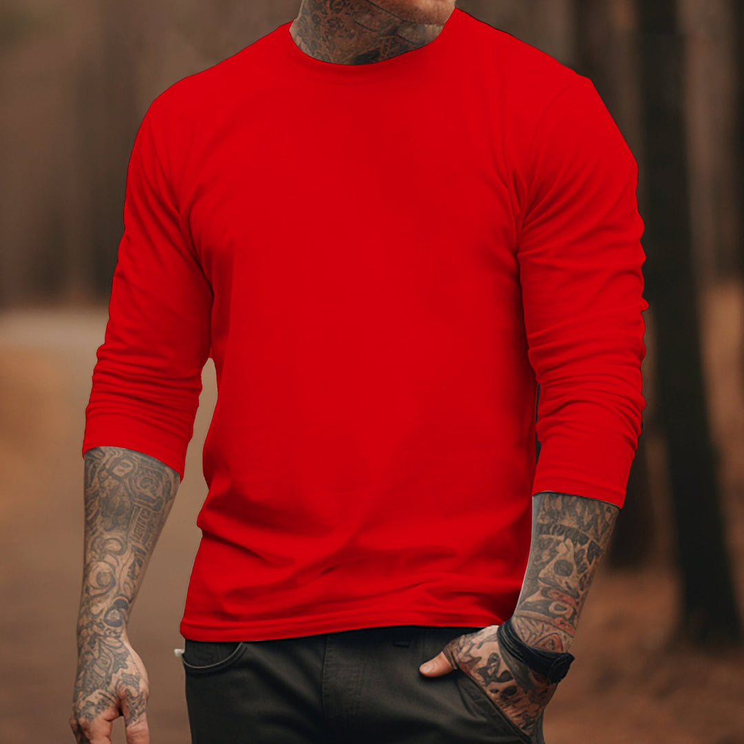 100%Cotton-Men's Round Neck Solid Color T-shirt