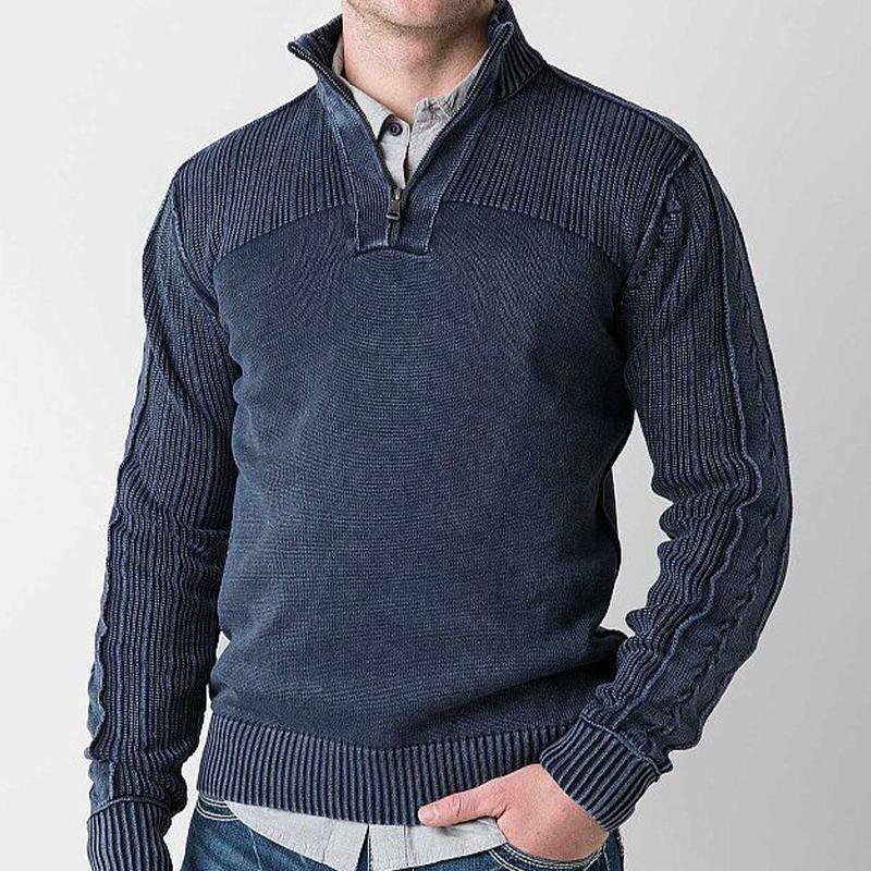 Men's Stand Collar Half Zip Knit Sweater 96704810U