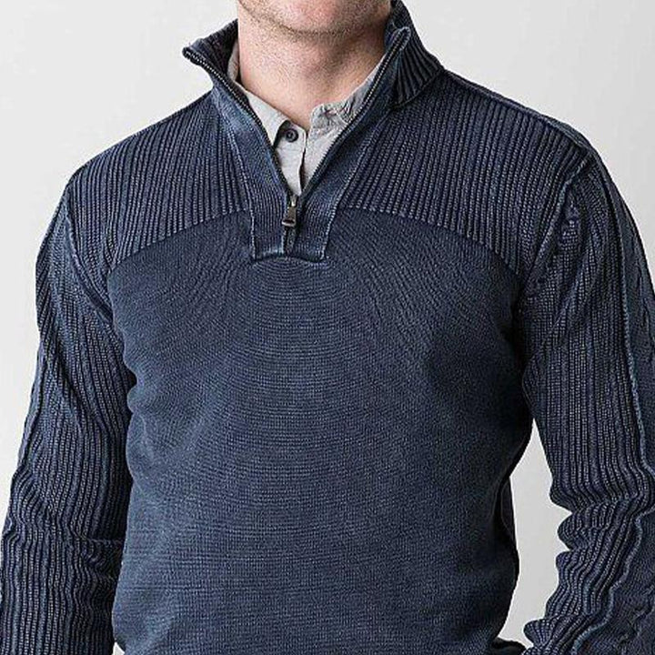 Men's Stand Collar Half Zip Knit Sweater 96704810U