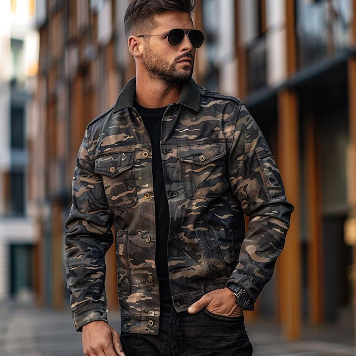 Men's Camouflage Patchwork Lapel Jacket 45375689X