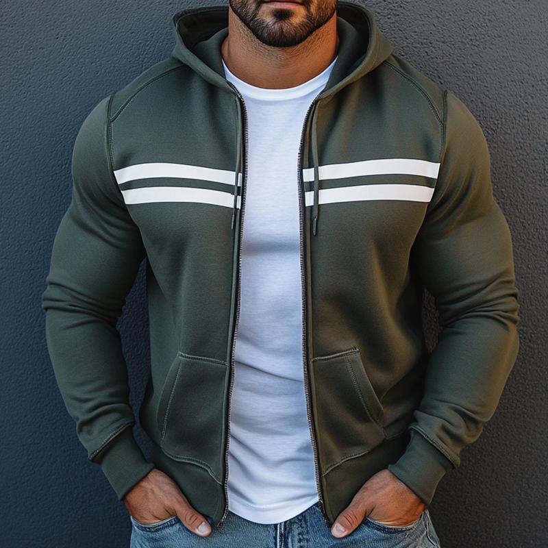 Men's Retro Casual Colorblock Sports Hooded Jacket 35309110TO