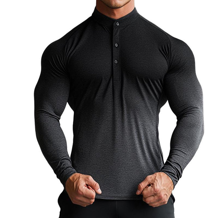 Men's Retro Casual Gradient Stand Collar Long Sleeve T-Shirt 40017227TO