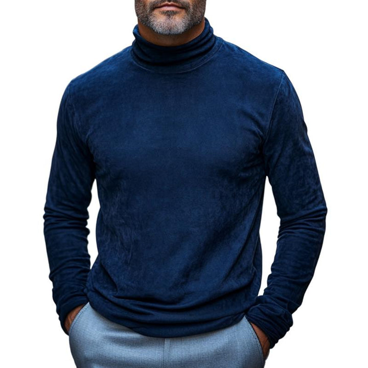 Men's Casual Turtleneck Suede Long Sleeve T-Shirt 11314640F