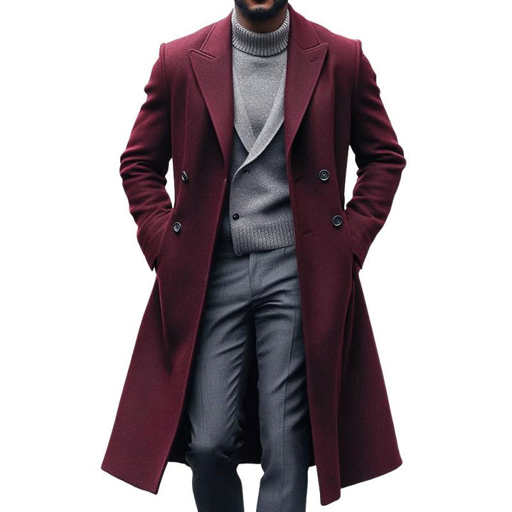 Men's Retro Casual Solid Color Mid-Length Button Coat 93618663TO