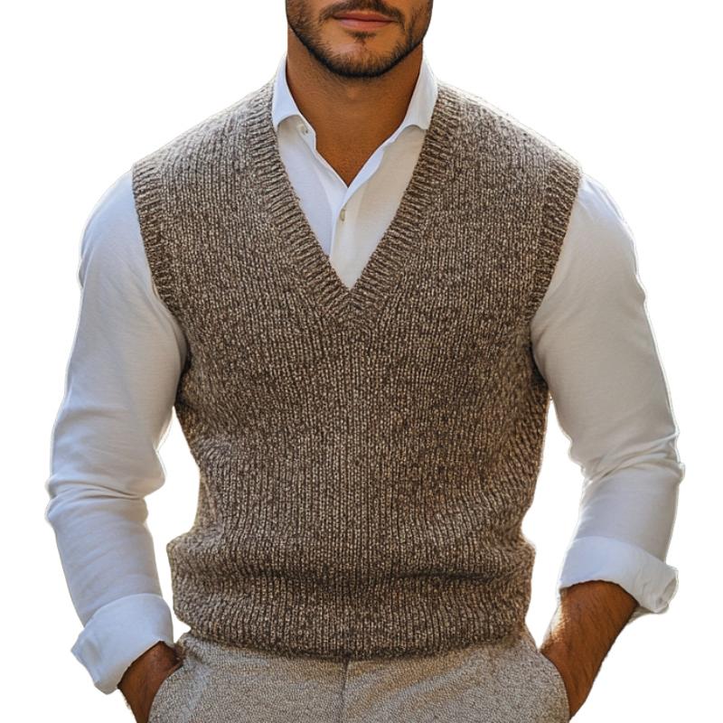 Men's Casual Warm V-Neck Knitted Vest 61138576F