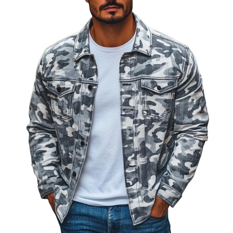 Men's Casual Outdoor Camouflage Lapel Loose Shirt Jacket 16331090M