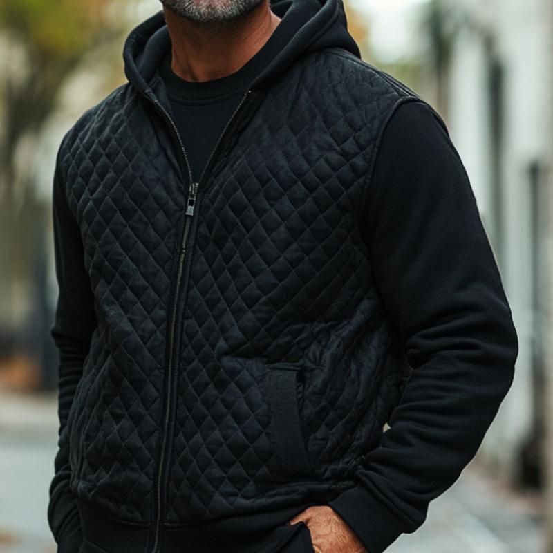 Men's Classic Versatile Quilted Zip Hoodie 10099097F