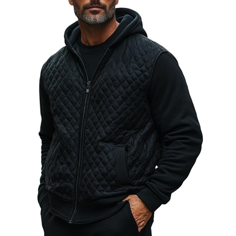 Men's Classic Versatile Quilted Zip Hoodie 10099097F