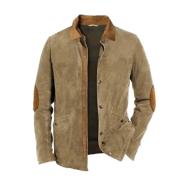 Men's Classic Vintage Leather and Suede Light Jacket 15003446K