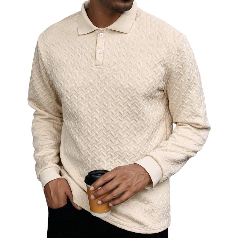 Men's Casual 3D Embossed Long-sleeved POLO Shirt 47007221F