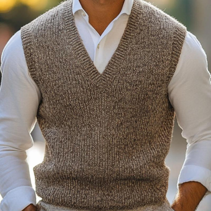 Men's Casual Warm V-Neck Knitted Vest 61138576F