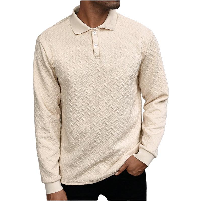 Men's Casual 3D Embossed Long-sleeved POLO Shirt 47007221F