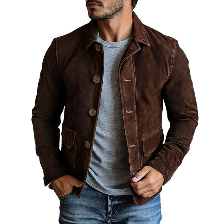 Men's Vintage Suede Single Breasted Lapel Jacket 14375508Y