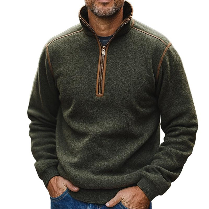 Men's Retro Casual Lumberjack Stand Collar Zipper Sweatshirt 45966532TO